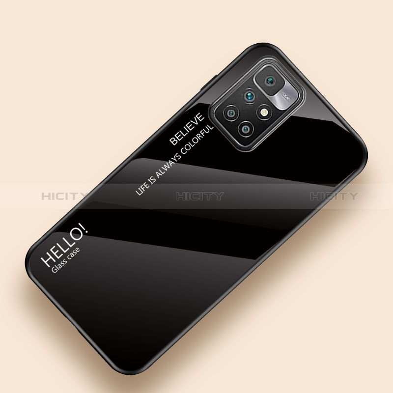 Custodia Silicone Specchio Laterale Sfumato Arcobaleno Cover LS1 per Xiaomi Redmi 10 4G