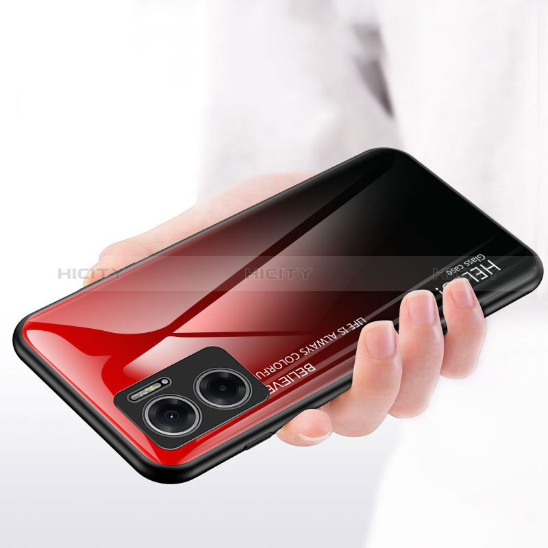 Custodia Silicone Specchio Laterale Sfumato Arcobaleno Cover LS1 per Xiaomi Redmi 10 5G