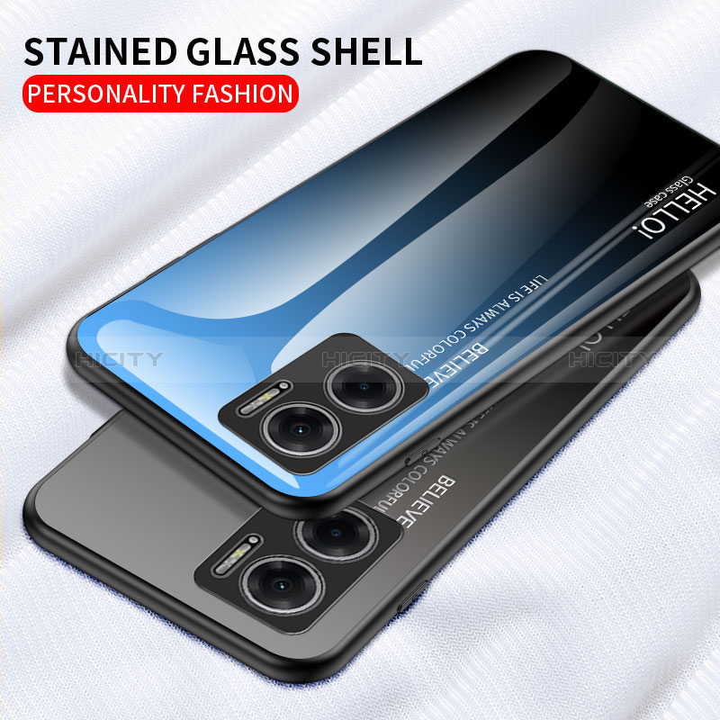 Custodia Silicone Specchio Laterale Sfumato Arcobaleno Cover LS1 per Xiaomi Redmi 10 5G