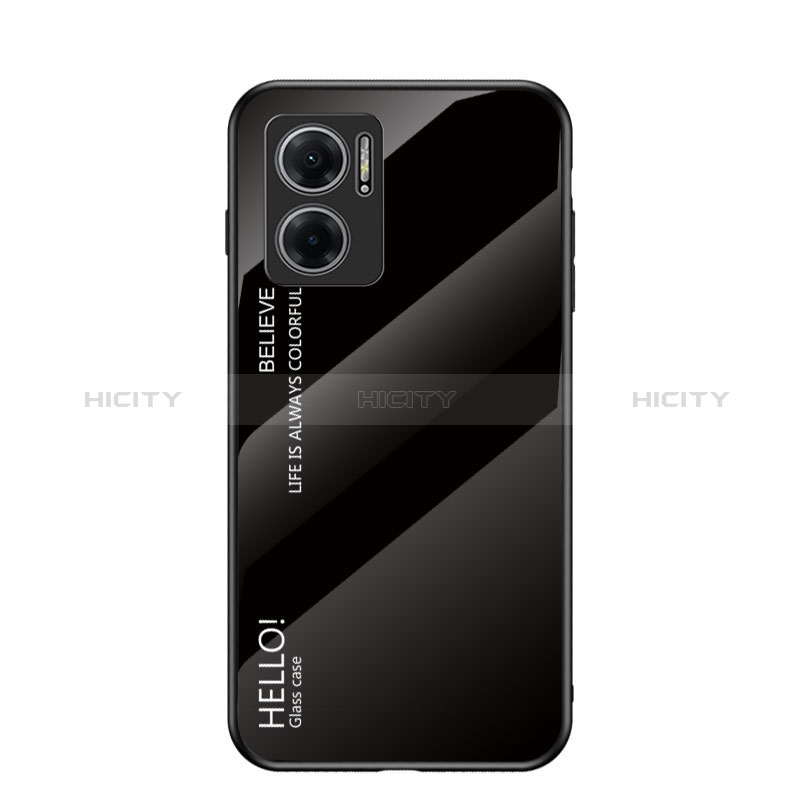 Custodia Silicone Specchio Laterale Sfumato Arcobaleno Cover LS1 per Xiaomi Redmi 10 5G Nero