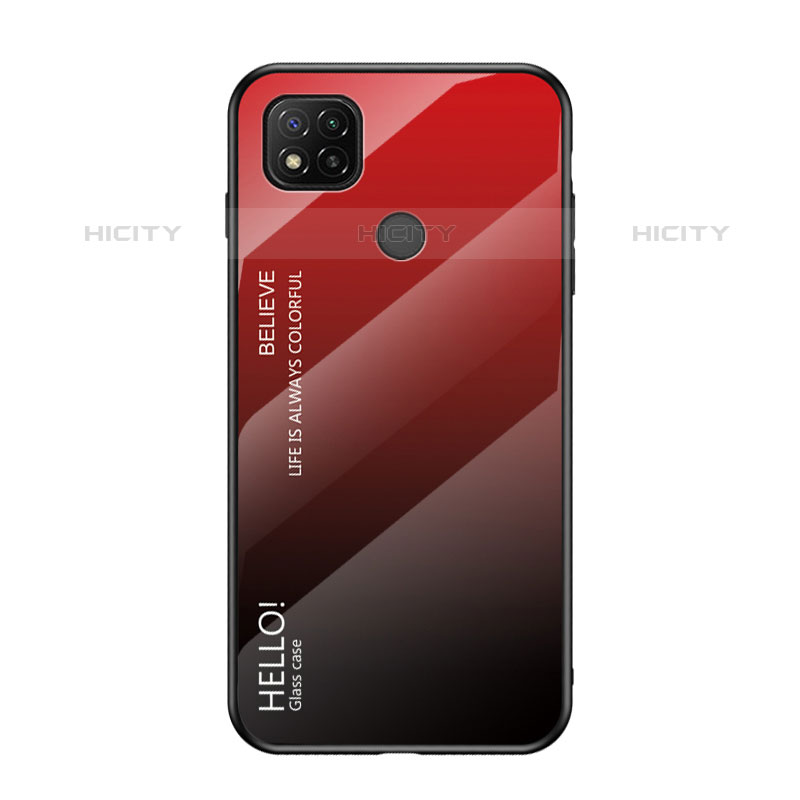 Custodia Silicone Specchio Laterale Sfumato Arcobaleno Cover LS1 per Xiaomi Redmi 10A 4G Rosso