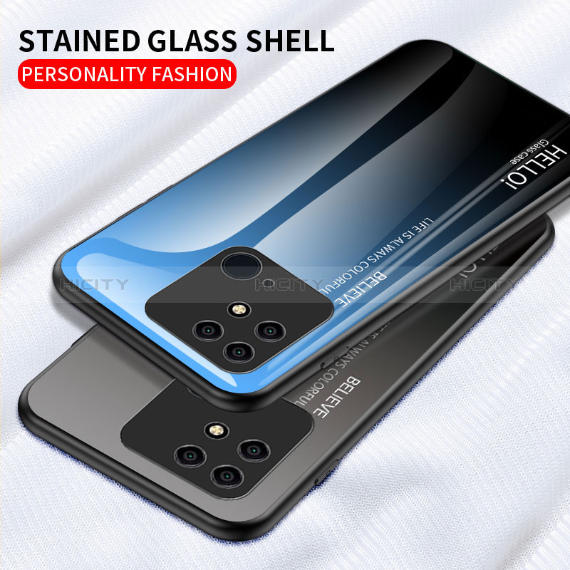 Custodia Silicone Specchio Laterale Sfumato Arcobaleno Cover LS1 per Xiaomi Redmi 10C 4G