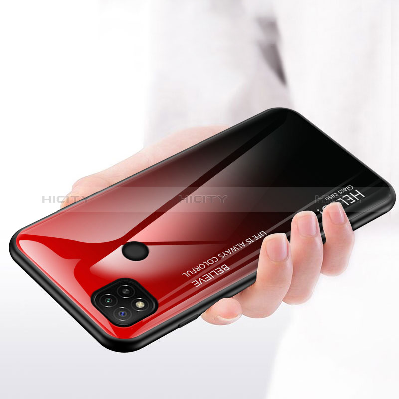 Custodia Silicone Specchio Laterale Sfumato Arcobaleno Cover LS1 per Xiaomi Redmi 9 Activ