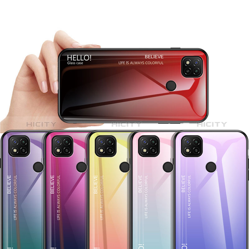 Custodia Silicone Specchio Laterale Sfumato Arcobaleno Cover LS1 per Xiaomi Redmi 9 Activ