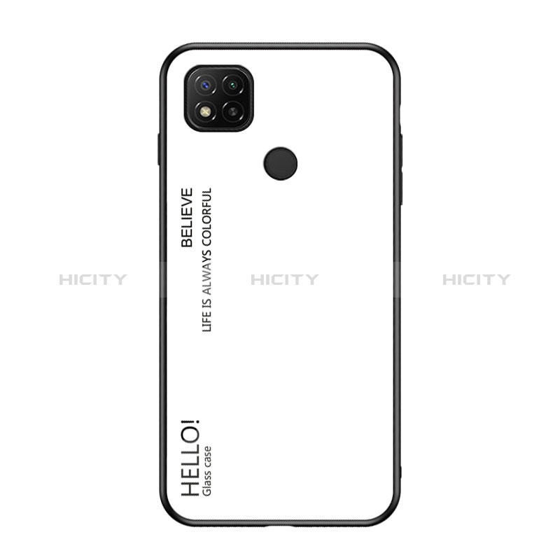 Custodia Silicone Specchio Laterale Sfumato Arcobaleno Cover LS1 per Xiaomi Redmi 9 Activ Bianco