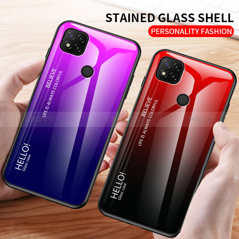 Custodia Silicone Specchio Laterale Sfumato Arcobaleno Cover LS1 per Xiaomi Redmi 9 India