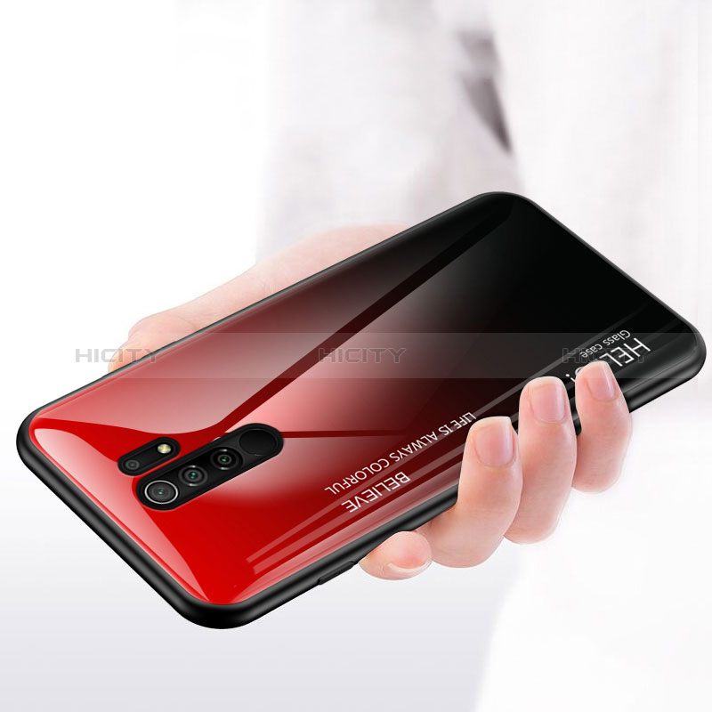 Custodia Silicone Specchio Laterale Sfumato Arcobaleno Cover LS1 per Xiaomi Redmi 9 Prime India