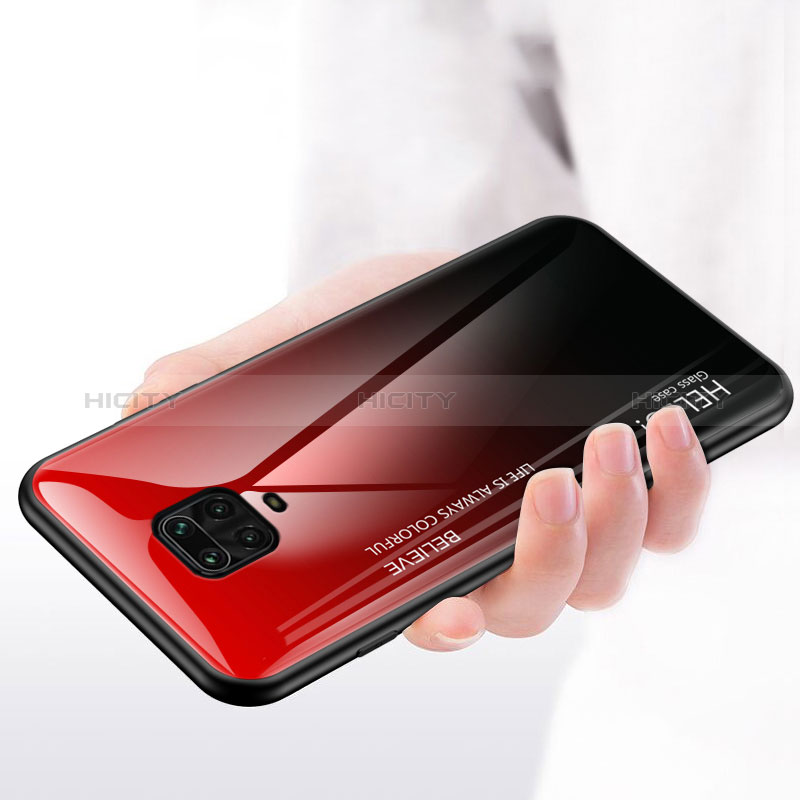 Custodia Silicone Specchio Laterale Sfumato Arcobaleno Cover LS1 per Xiaomi Redmi Note 9 Pro Max