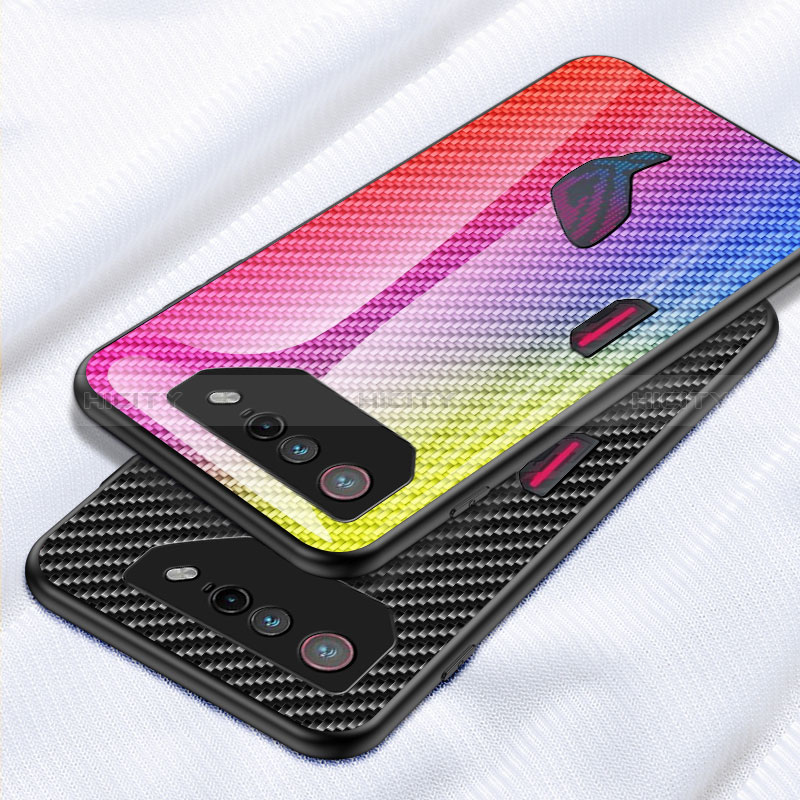 Custodia Silicone Specchio Laterale Sfumato Arcobaleno Cover LS2 per Asus ROG Phone 7