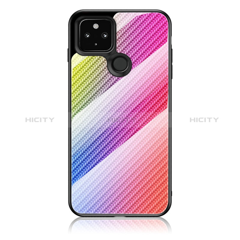 Custodia Silicone Specchio Laterale Sfumato Arcobaleno Cover LS2 per Google Pixel 5 XL 5G