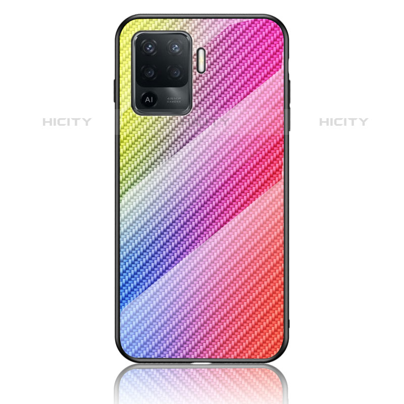 Custodia Silicone Specchio Laterale Sfumato Arcobaleno Cover LS2 per Oppo F19 Pro