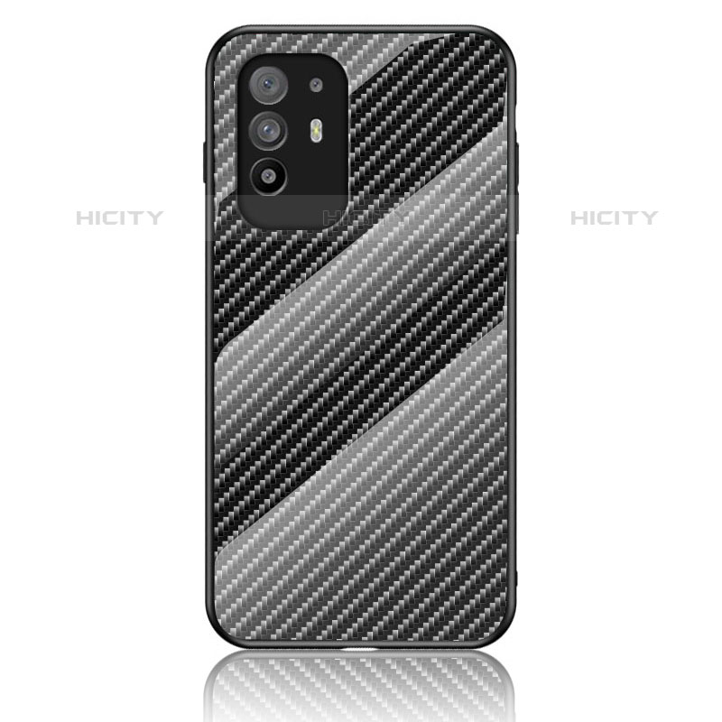 Custodia Silicone Specchio Laterale Sfumato Arcobaleno Cover LS2 per Oppo F19 Pro+ Plus 5G Nero