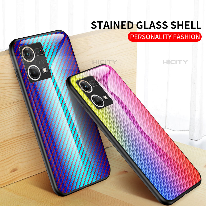 Custodia Silicone Specchio Laterale Sfumato Arcobaleno Cover LS2 per Oppo F21 Pro 4G