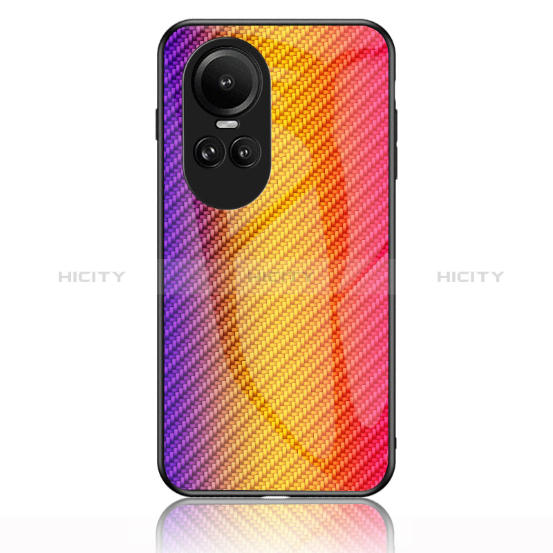 Custodia Silicone Specchio Laterale Sfumato Arcobaleno Cover LS2 per Oppo Reno10 Pro 5G Arancione