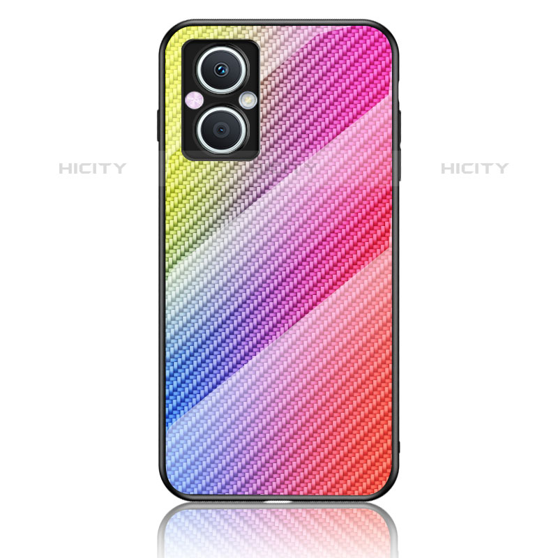 Custodia Silicone Specchio Laterale Sfumato Arcobaleno Cover LS2 per Oppo Reno8 Lite 5G