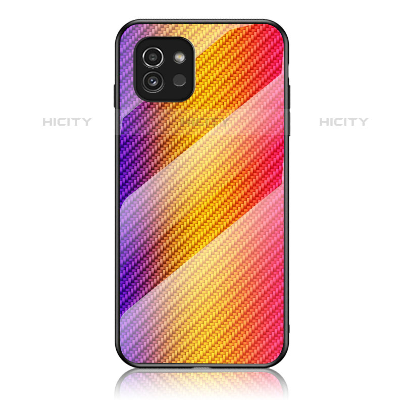 Custodia Silicone Specchio Laterale Sfumato Arcobaleno Cover LS2 per Samsung Galaxy A03 Arancione