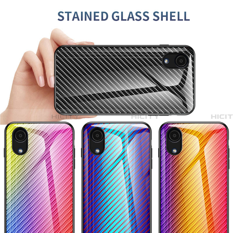 Custodia Silicone Specchio Laterale Sfumato Arcobaleno Cover LS2 per Samsung Galaxy A03 Core