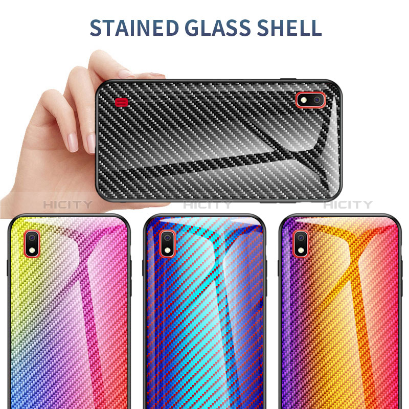 Custodia Silicone Specchio Laterale Sfumato Arcobaleno Cover LS2 per Samsung Galaxy A10