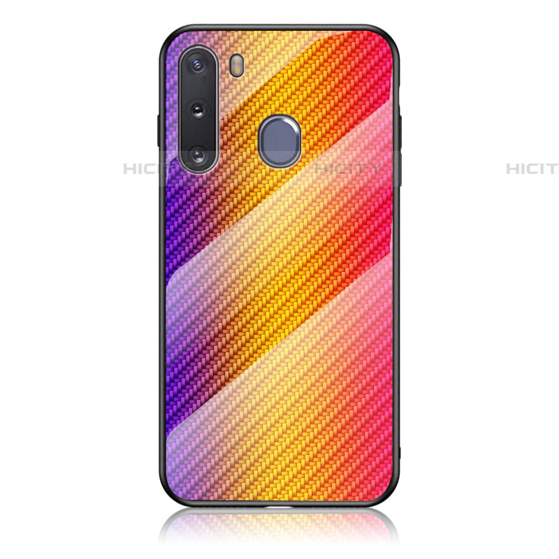 Custodia Silicone Specchio Laterale Sfumato Arcobaleno Cover LS2 per Samsung Galaxy A21 European