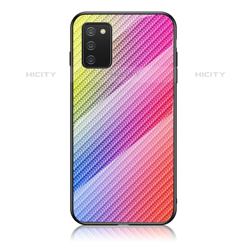 Custodia Silicone Specchio Laterale Sfumato Arcobaleno Cover LS2 per Samsung Galaxy M02s