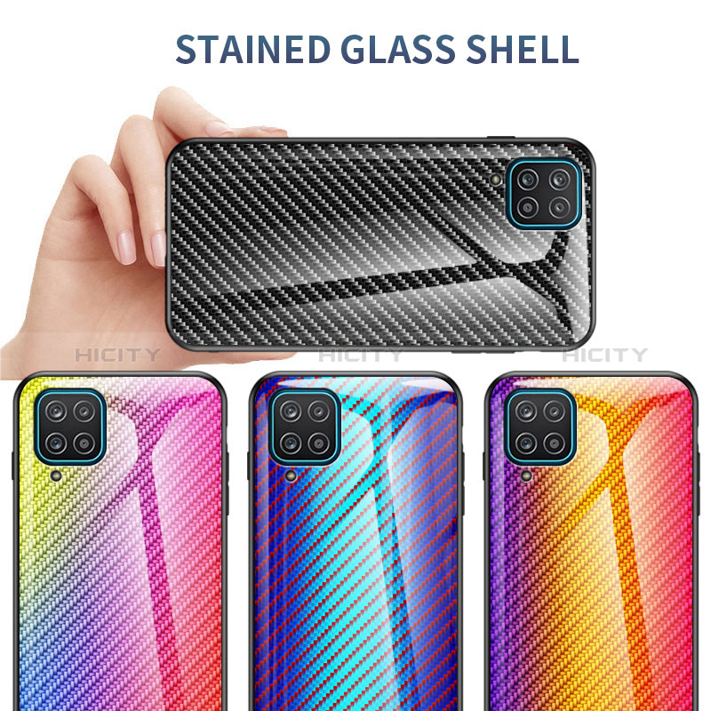 Custodia Silicone Specchio Laterale Sfumato Arcobaleno Cover LS2 per Samsung Galaxy M12