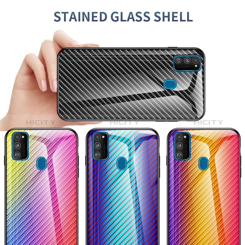 Custodia Silicone Specchio Laterale Sfumato Arcobaleno Cover LS2 per Samsung Galaxy M30s