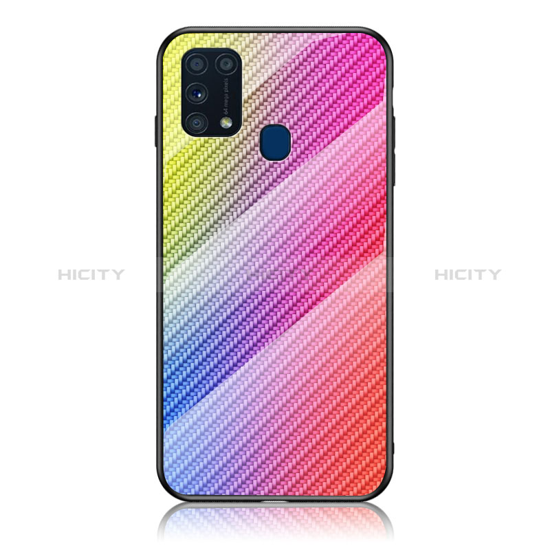 Custodia Silicone Specchio Laterale Sfumato Arcobaleno Cover LS2 per Samsung Galaxy M31 Prime Edition