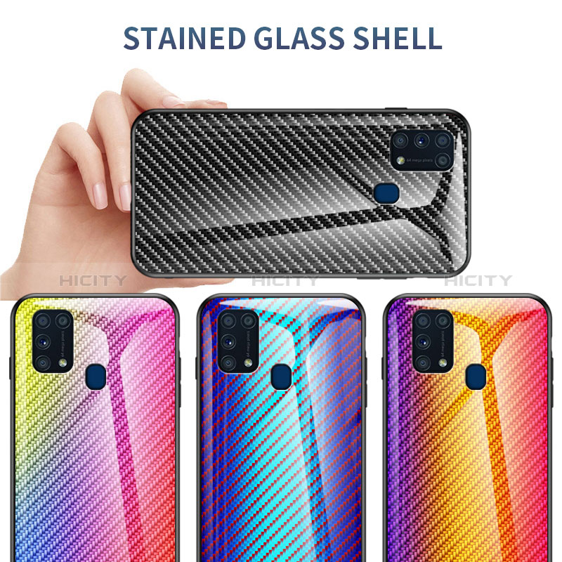 Custodia Silicone Specchio Laterale Sfumato Arcobaleno Cover LS2 per Samsung Galaxy M31 Prime Edition