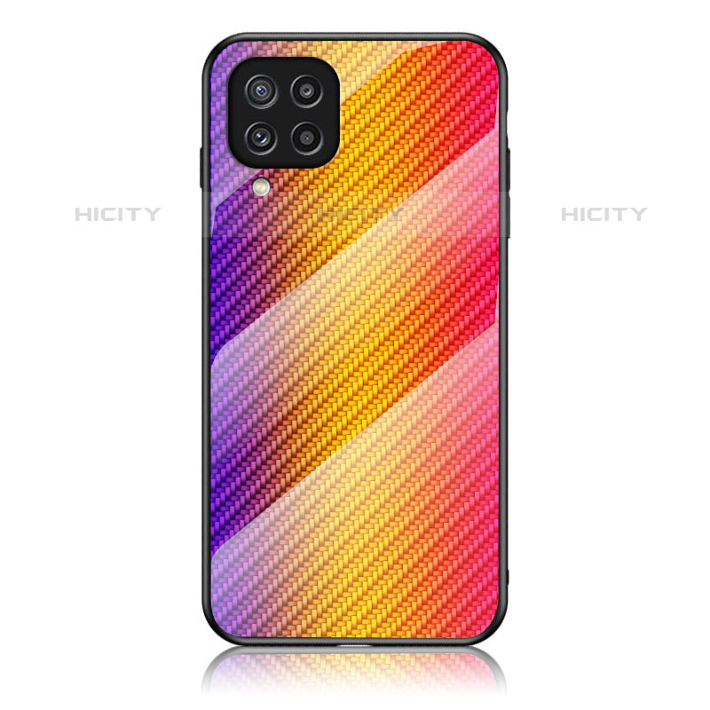 Custodia Silicone Specchio Laterale Sfumato Arcobaleno Cover LS2 per Samsung Galaxy M32 4G Arancione