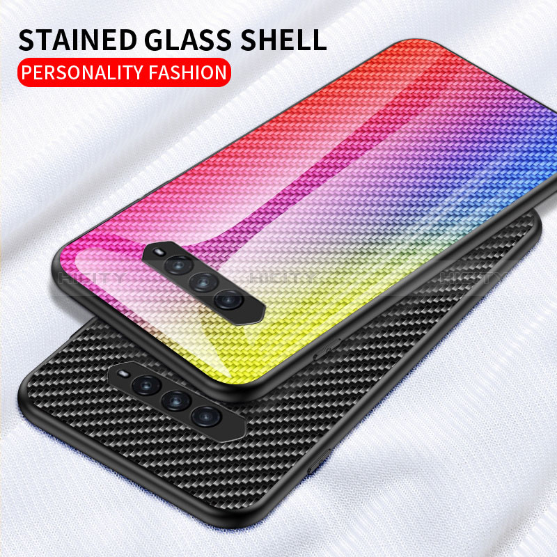 Custodia Silicone Specchio Laterale Sfumato Arcobaleno Cover LS2 per Xiaomi Black Shark 4 5G