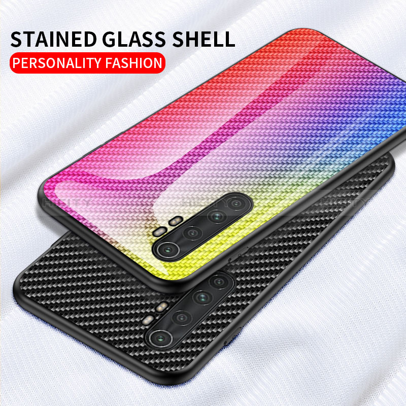 Custodia Silicone Specchio Laterale Sfumato Arcobaleno Cover LS2 per Xiaomi Mi Note 10 Lite