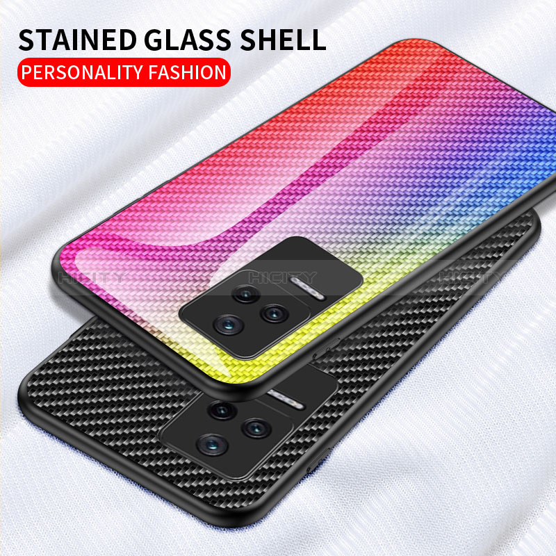 Custodia Silicone Specchio Laterale Sfumato Arcobaleno Cover LS2 per Xiaomi Poco F4 5G