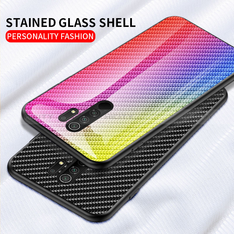 Custodia Silicone Specchio Laterale Sfumato Arcobaleno Cover LS2 per Xiaomi Redmi 9