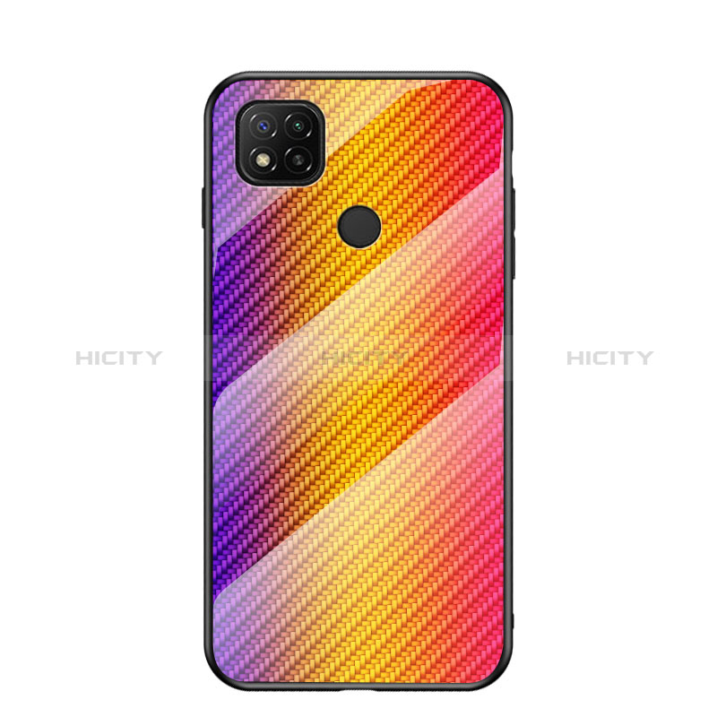 Custodia Silicone Specchio Laterale Sfumato Arcobaleno Cover LS2 per Xiaomi Redmi 9 Activ Arancione