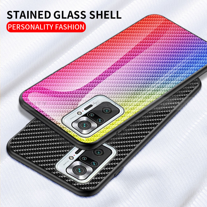 Custodia Silicone Specchio Laterale Sfumato Arcobaleno Cover LS2 per Xiaomi Redmi Note 10 Pro 4G
