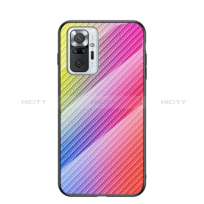 Custodia Silicone Specchio Laterale Sfumato Arcobaleno Cover LS2 per Xiaomi Redmi Note 10 Pro Max Rosa