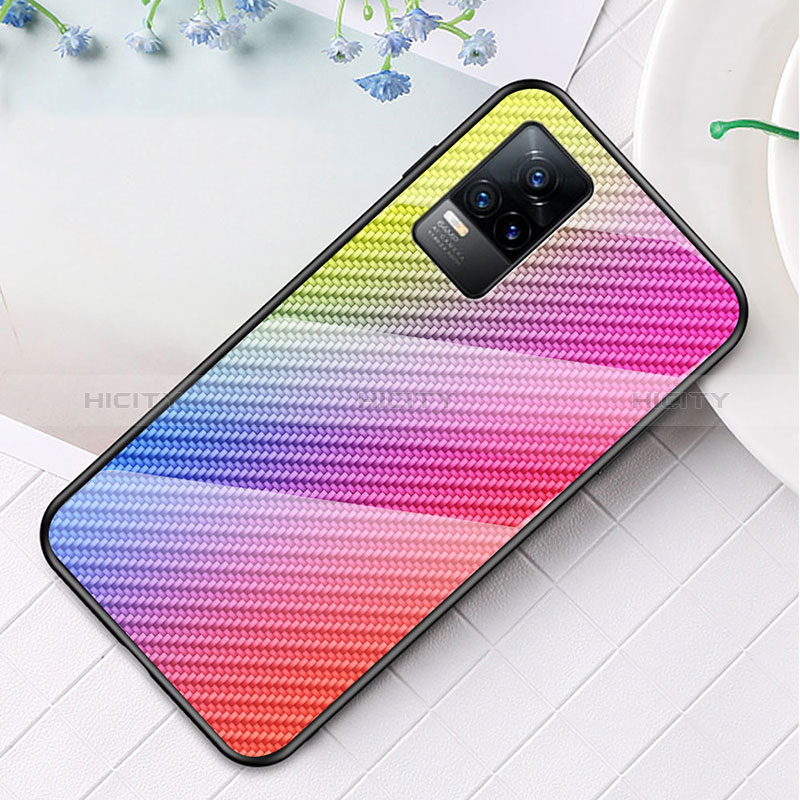 Custodia Silicone Specchio Laterale Sfumato Arcobaleno Cover LS3 per Vivo V21e 4G