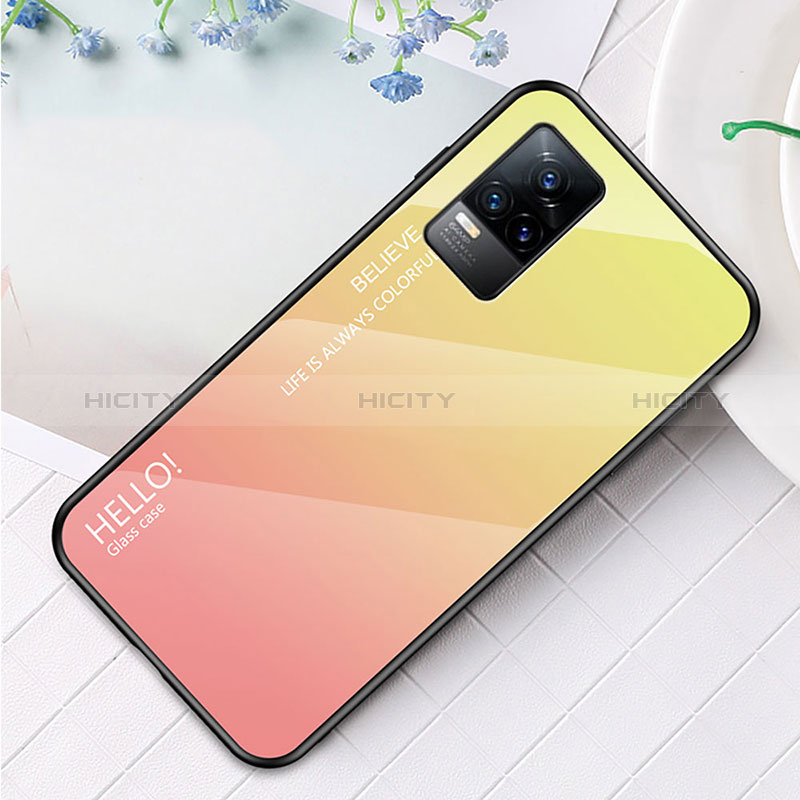 Custodia Silicone Specchio Laterale Sfumato Arcobaleno Cover LS4 per Vivo Y73 (2021)