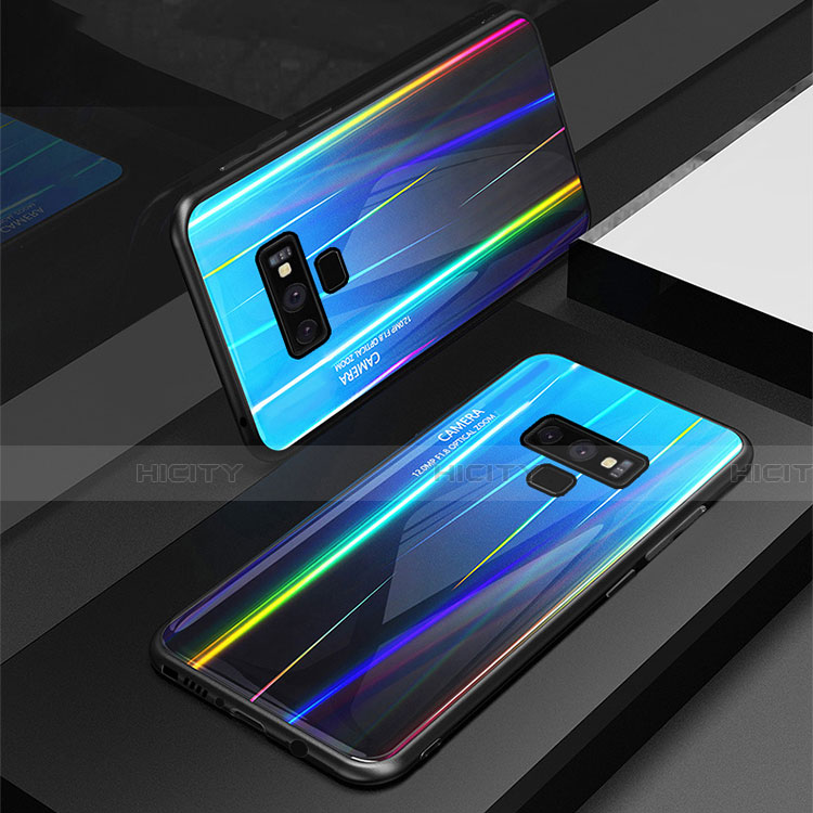 Custodia Silicone Specchio Laterale Sfumato Arcobaleno Cover M01 per Samsung Galaxy Note 9