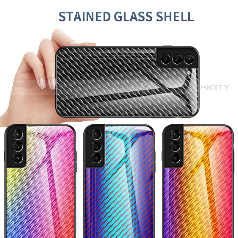 Custodia Silicone Specchio Laterale Sfumato Arcobaleno Cover M01 per Samsung Galaxy S22 Plus 5G