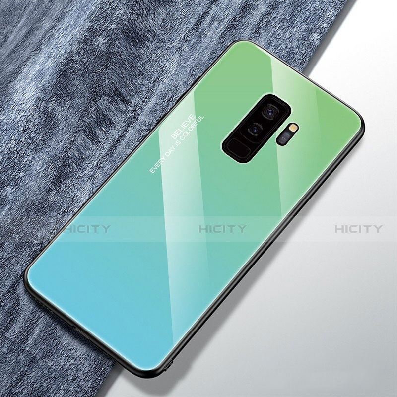 Custodia Silicone Specchio Laterale Sfumato Arcobaleno Cover M01 per Samsung Galaxy S9 Plus Verde