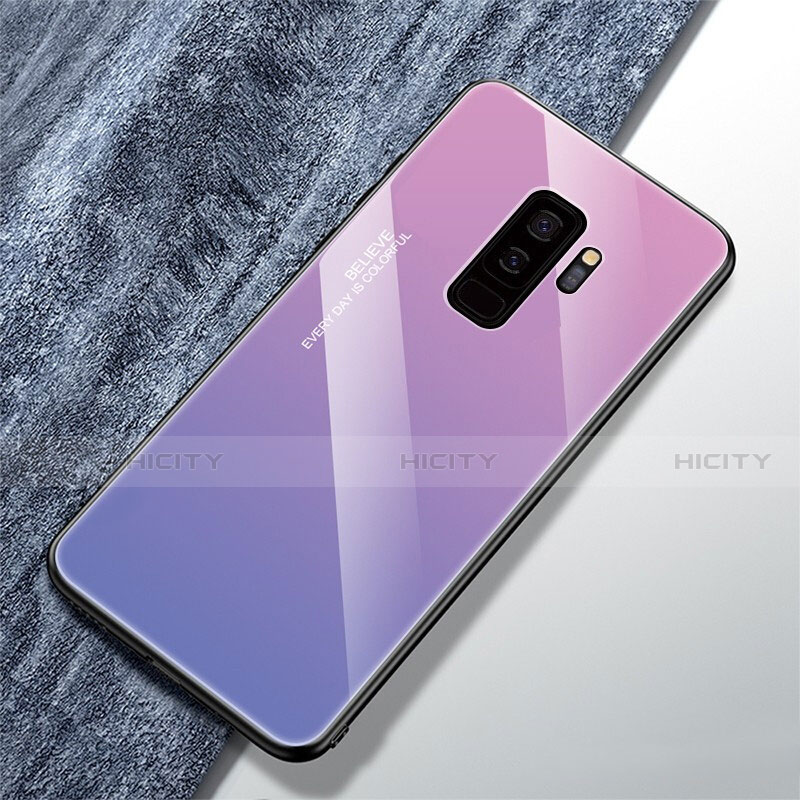 Custodia Silicone Specchio Laterale Sfumato Arcobaleno Cover M01 per Samsung Galaxy S9 Plus Viola