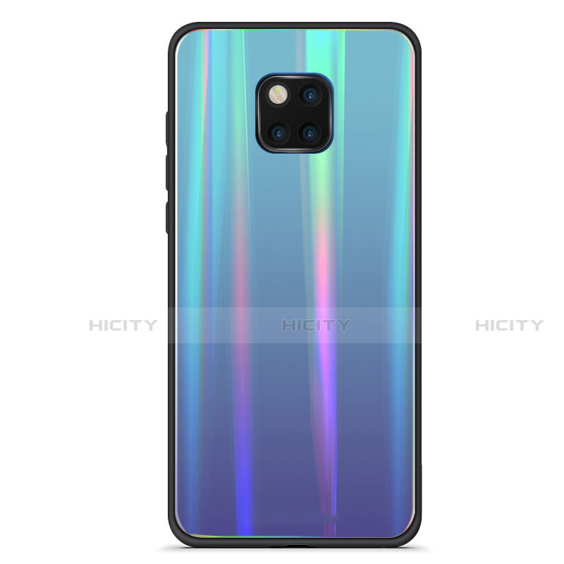 Custodia Silicone Specchio Laterale Sfumato Arcobaleno Cover M02 per Huawei Mate 20 Pro Cielo Blu