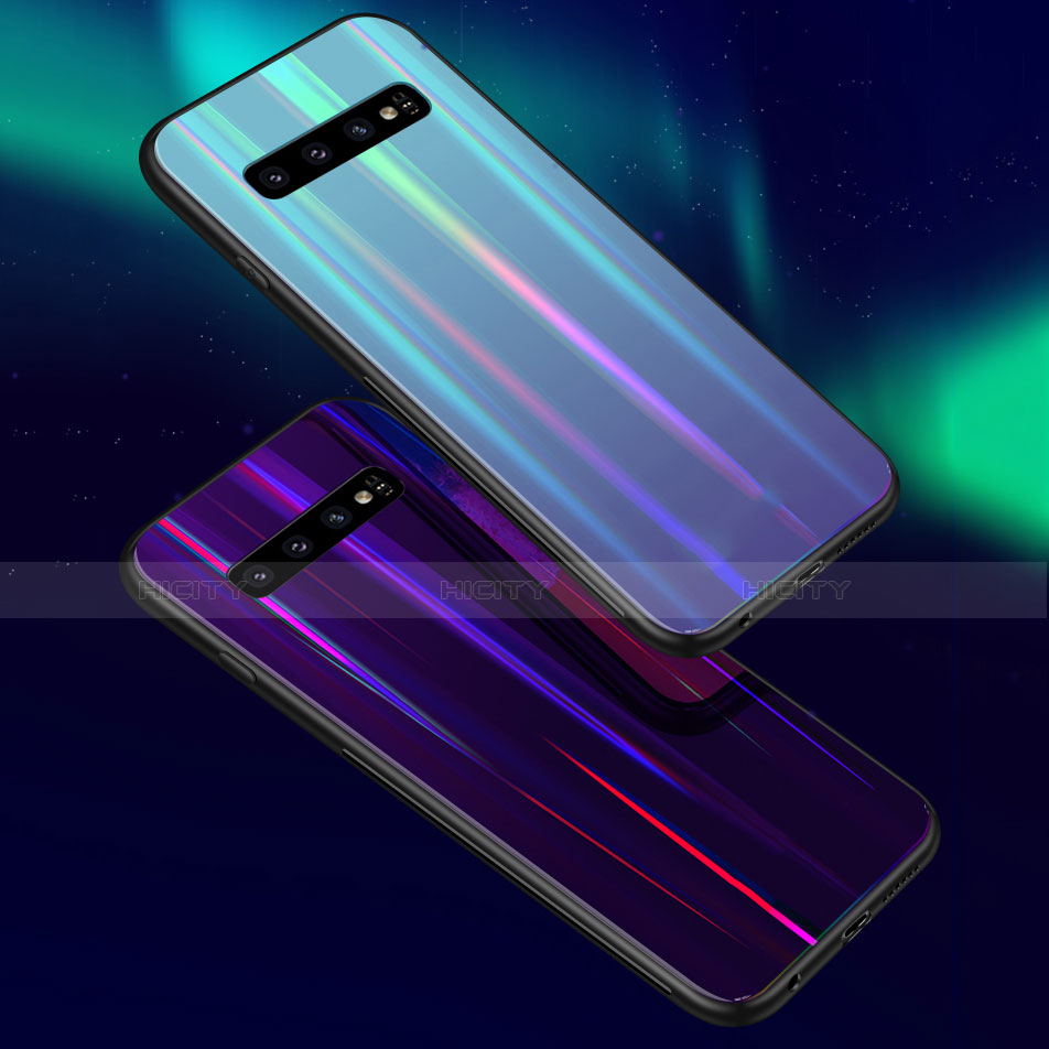 Custodia Silicone Specchio Laterale Sfumato Arcobaleno Cover M02 per Samsung Galaxy S10 5G