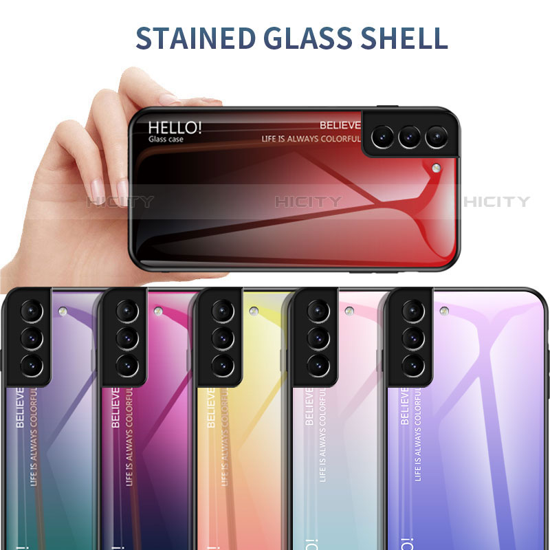 Custodia Silicone Specchio Laterale Sfumato Arcobaleno Cover M02 per Samsung Galaxy S22 5G