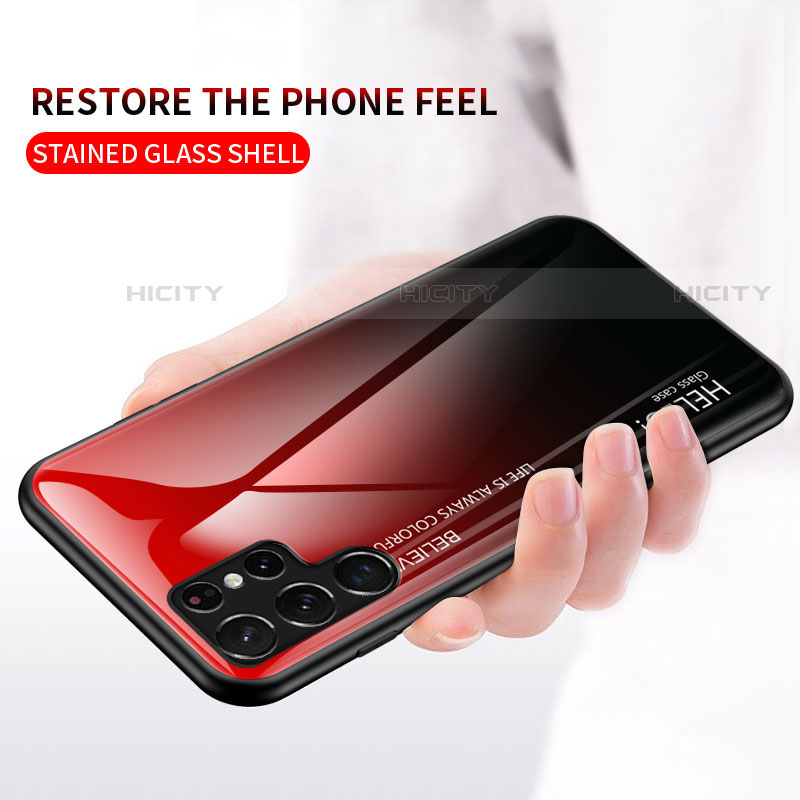 Custodia Silicone Specchio Laterale Sfumato Arcobaleno Cover M02 per Samsung Galaxy S22 Ultra 5G