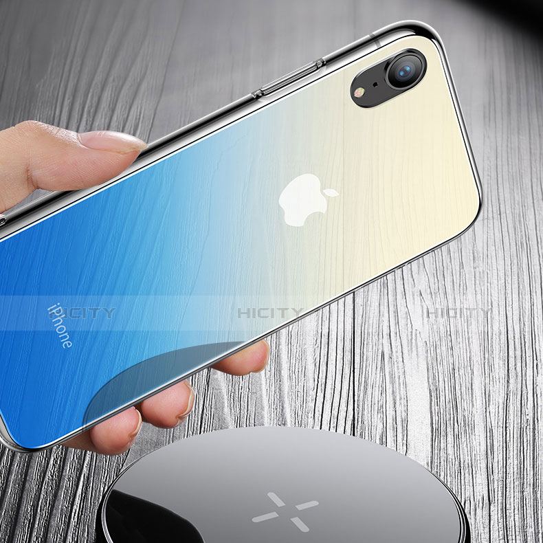 Custodia Silicone Specchio Laterale Sfumato Arcobaleno Cover per Apple iPhone XR