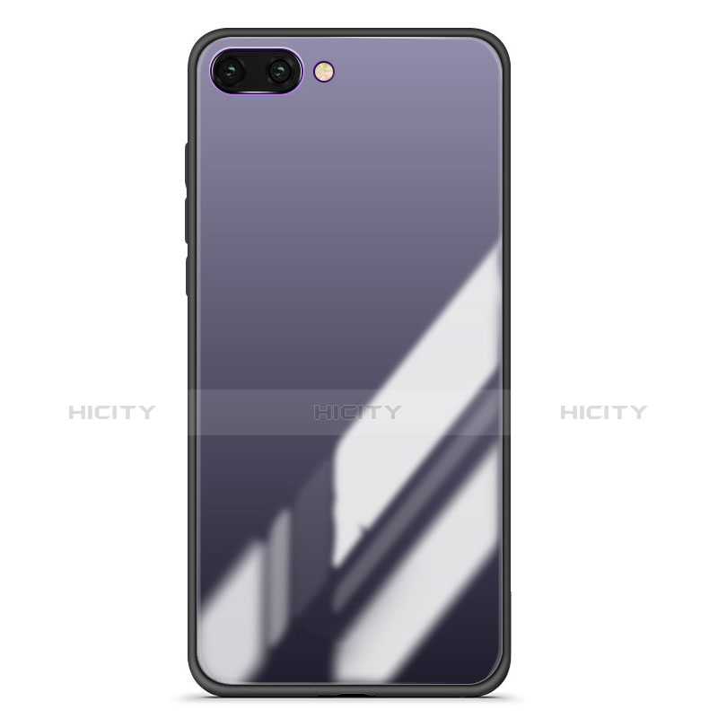 Custodia Silicone Specchio Laterale Sfumato Arcobaleno Cover per Huawei Honor 10 Grigio