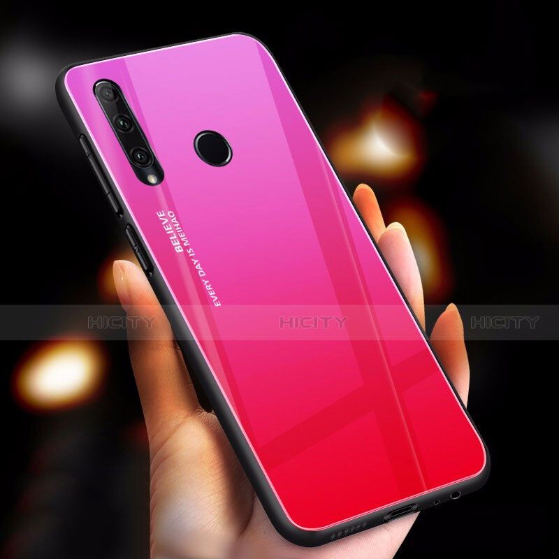 Custodia Silicone Specchio Laterale Sfumato Arcobaleno Cover per Huawei Honor 20 Lite Rosa Caldo