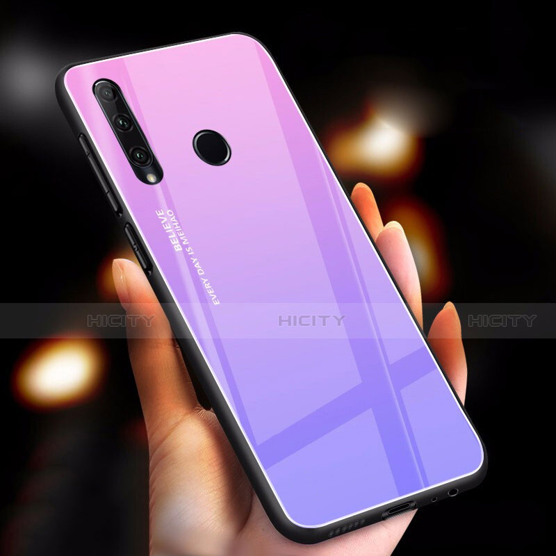 Custodia Silicone Specchio Laterale Sfumato Arcobaleno Cover per Huawei Honor 20 Lite Viola